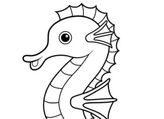 Online coloring book Little seahorse in the ocean