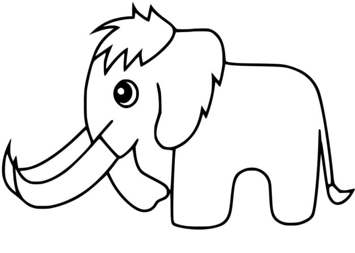 Kolorowanka online Mały mamut dla najmłodszych