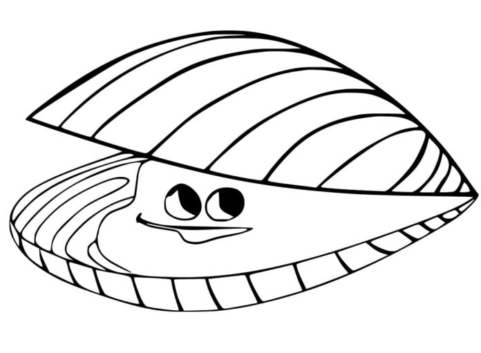 Online coloring book The clam with a pearl