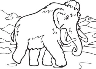 Online-Malbuch Mammut in der Eiszeit