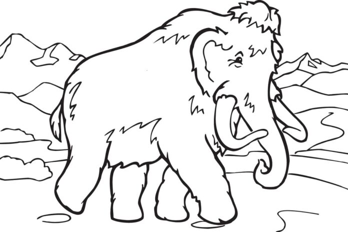 Libro da colorare online Mammut nell'era glaciale