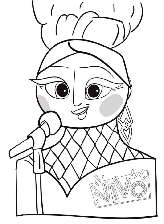 Online coloring book Martha sings - the singer
