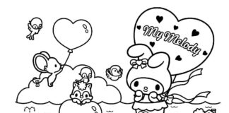 Livro colorido on-line My Melody and the balloon