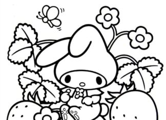 Online coloring book My Melody in strawberries