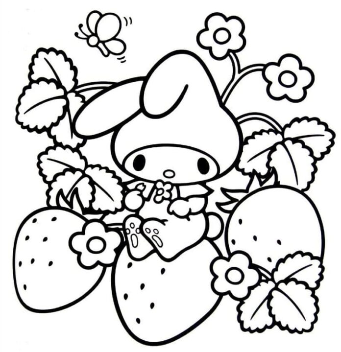 Online coloring book My Melody in strawberries