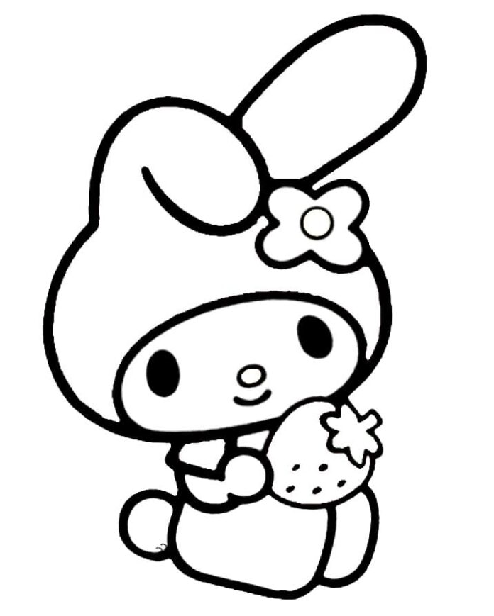 Online coloring book My Melody picked strawberries