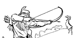 Malbuch Der Jäger schießt einen Bogen zum Ausdrucken