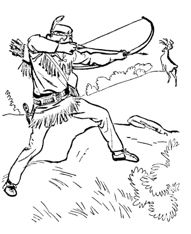 Livro de colorir O caçador dispara um arco para imprimir