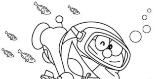 Doraemon potápěč omalovánky k vytisknutí