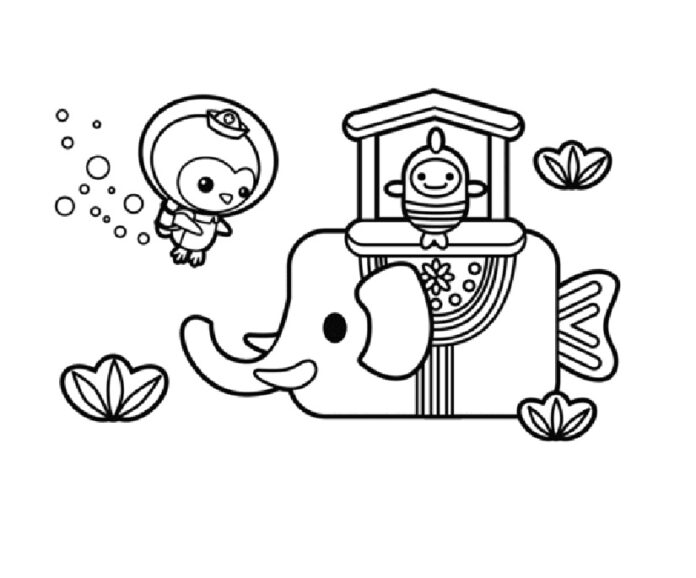 Livro de coloração on-line Peso e o elefante aquático