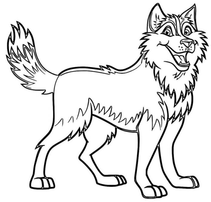Livre de coloriage en ligne Un chien husky du conte de fées
