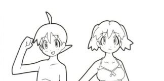 Online színezőkönyv Natsumi és Fuyuki Hinata karaktereiről