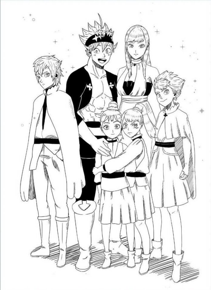 Kolorowanka Postacie z Black Clover dla dzieci z anime do druku