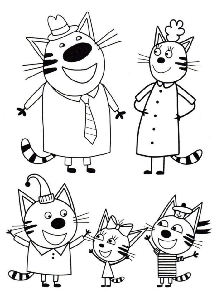 Online coloring book Kid E Cats characters