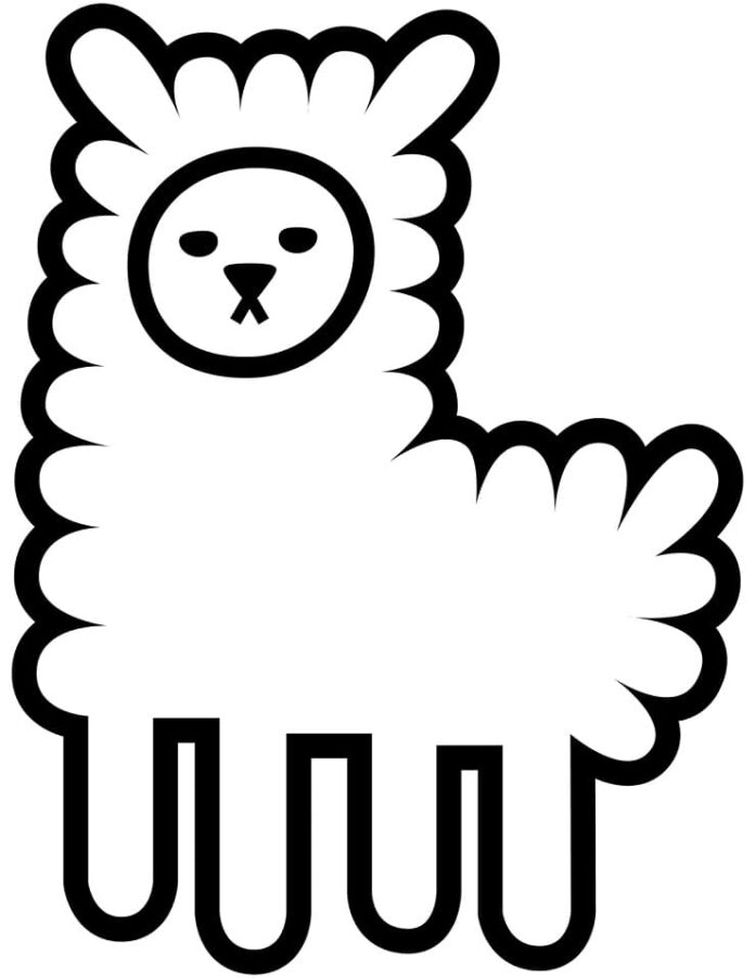 Online coloring book Simple picture of alpacas
