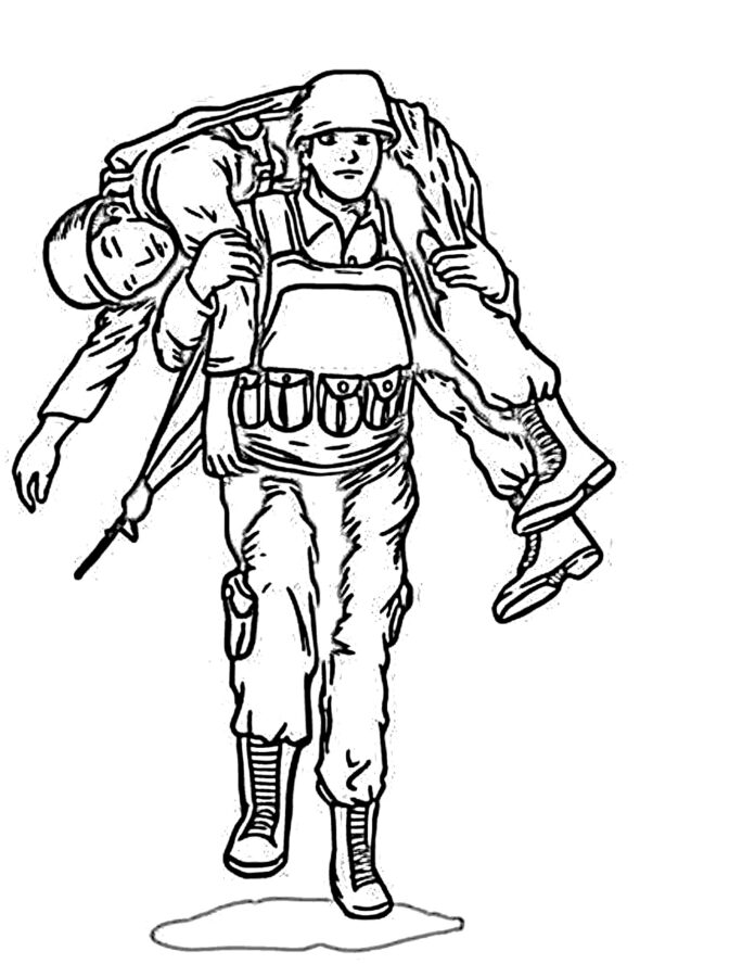 Online coloring book Wounded Soldier