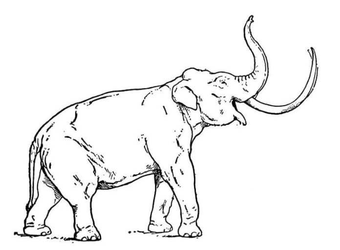 Kolorowanka online Ryczy mamut prehistoryczny