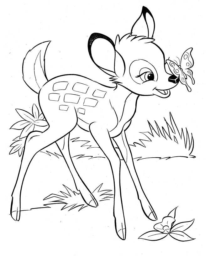 Bambi cartoon deer coloring book to print and online