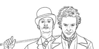Sherlock Holmes ja tohtori Watson tulostettava värityskirja