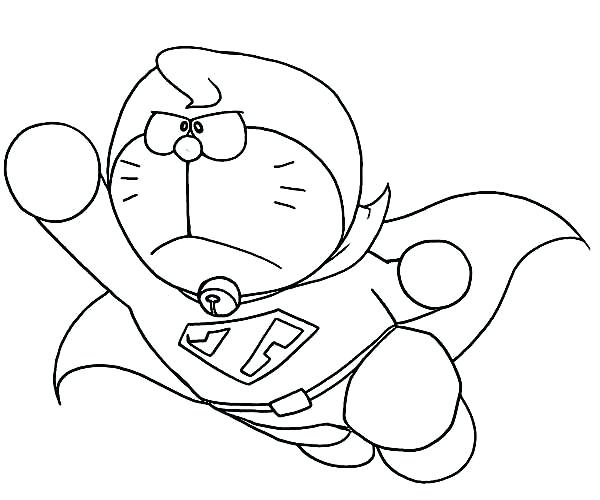 Livro para colorir Super-Homem como Doraemon para imprimir