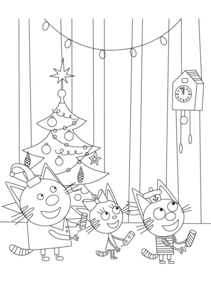 Online coloring book Christmas with Kid E Cats