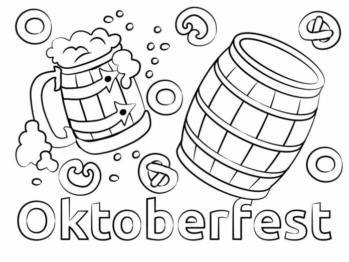 Coloring Book Oktoberfest Beer Celebration to Print