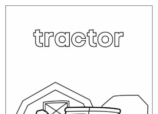 Libro para colorear Tractor en una granja