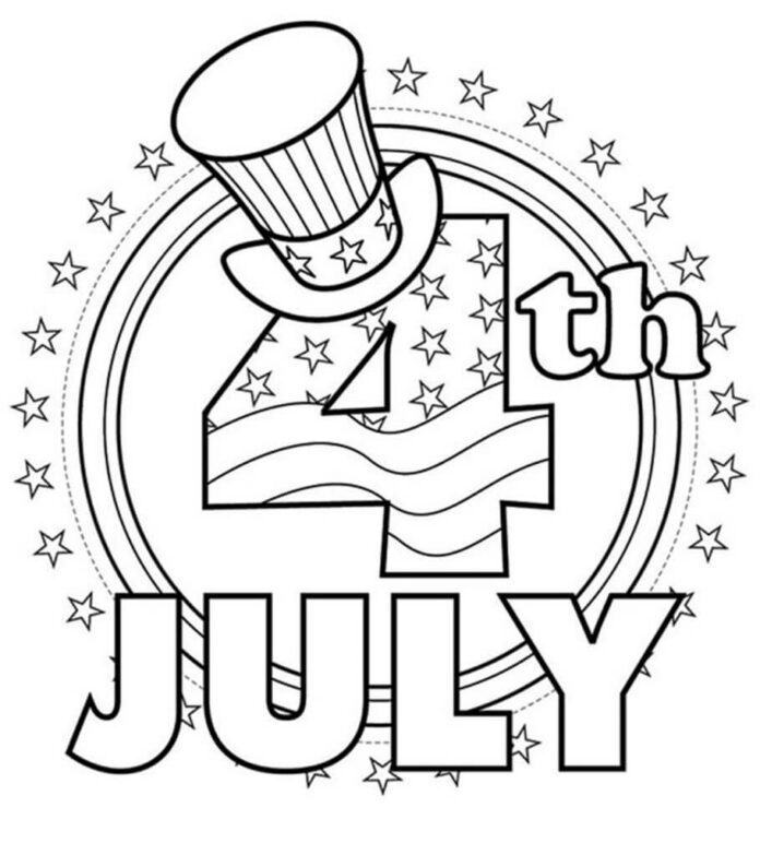 Livro on-line para colorir USA 4 de julho Dia Nacional