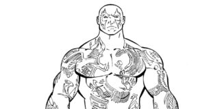 Muscular superhero coloring book to print