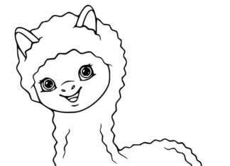 Online omaľovánka Usmievajúca sa alpaka