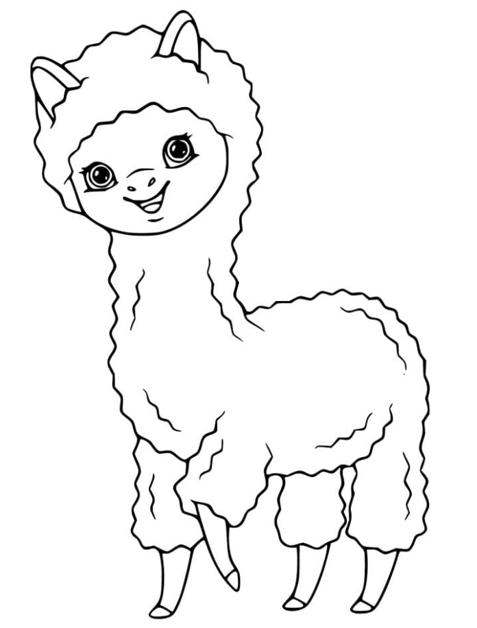 Färgbok online Smiling alpaca