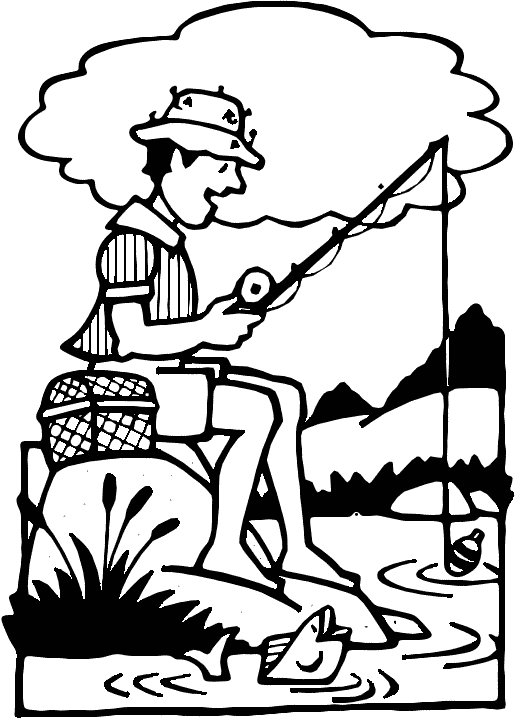 Fishing coloring book for kids to print and online