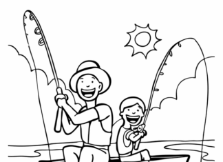 Printable Coloring Book Fishing on a Boat