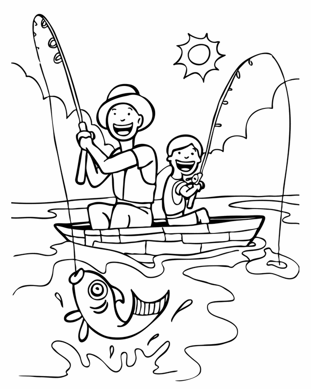 Printable Coloring Book Fishing on a Boat