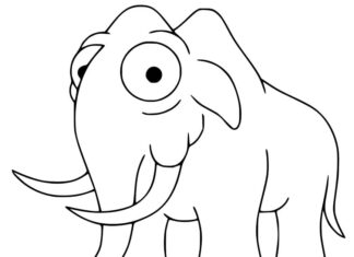 Libro para colorear en línea Gran mamut de dibujos animados