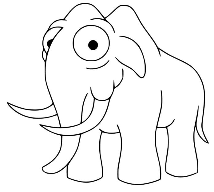 Kolorowanka online Wielki mamut z kreskówki