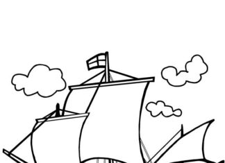 Online-värityskirja Kristoffer Kolumbuksen matka - Pinta-alus