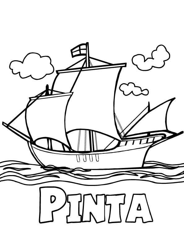Coloring book online Christopher Columbus's voyage - Pinta ship