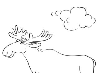 Online coloring book Satisfied cartoon moose