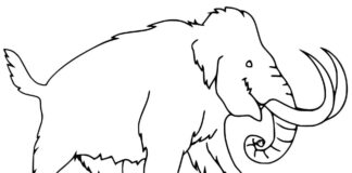 Online-Malbuch Das glückliche Mammut für Kinder