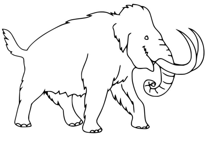Online-Malbuch Das glückliche Mammut für Kinder