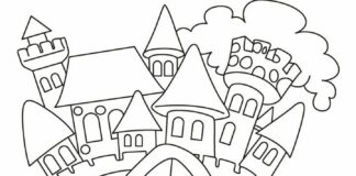 Tulostettava linna Fairy Tailin värityskirjasta