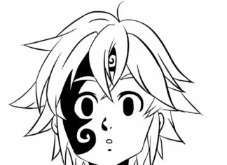 Astonished anime boy coloring book to print