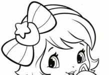 Online coloring book to print for girls - Girl with a kitten