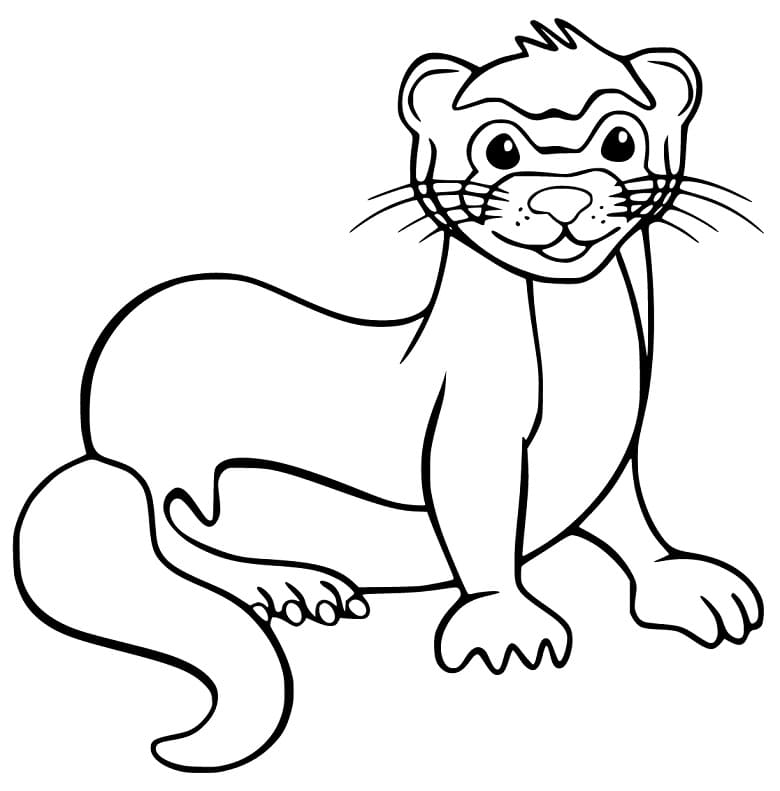 Coloring Book Satisfied Ferret from Fairy Tale to print and online