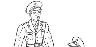 Online coloring book US soldier with son