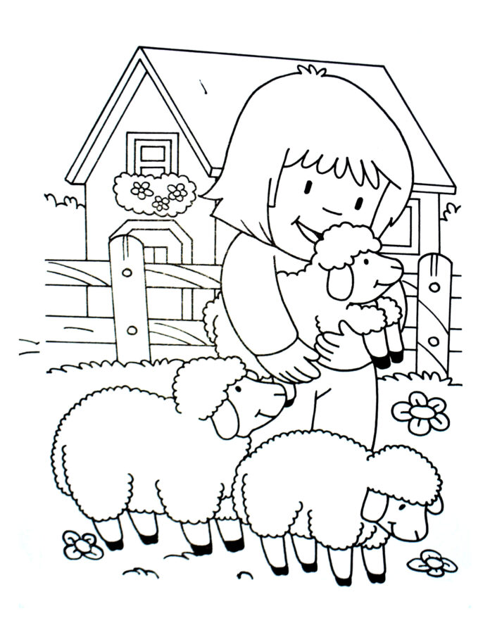 kolorowanka online dziewczyna i owieczki