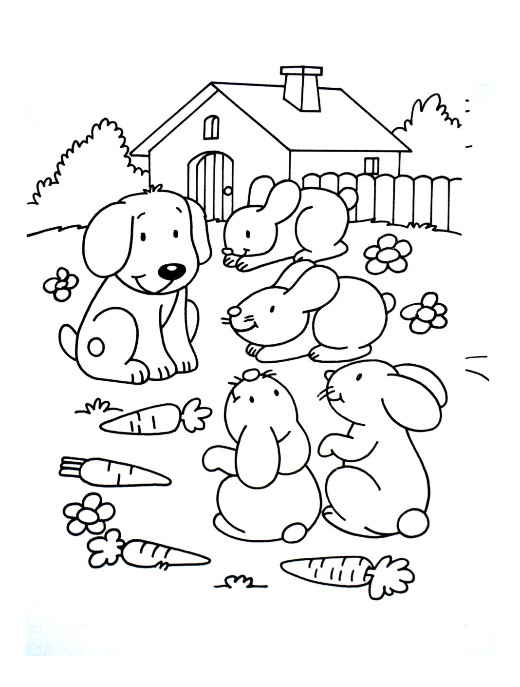 Livro online para colorir coelhos e cenouras
