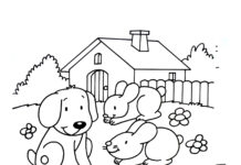 Online coloring book rabbits and carrots