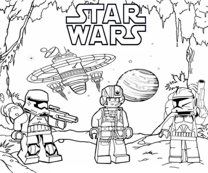 Cena do livro colorido do filme Lego Star Wars